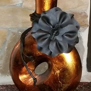 Vegan Leather Corded Rose Belt - Black